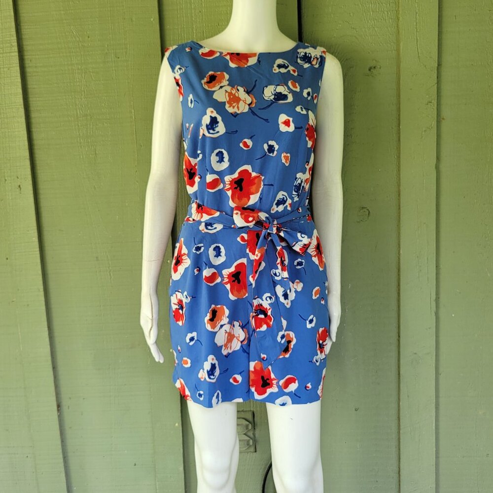 TOMMY HILFIGER Blue Floral Romper w/ Tie Belt 6